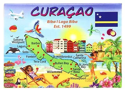 Curacao Map Fridge Collector's Souvenir Magnet 2.5 Inches X 3.5 Inches • $8.45