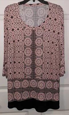 Violet & Claire Pink & Black Tunic Top W/Chiffon Hem Size 2X • $5