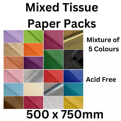 Mixed Coloured Tissue Paper Wrapping 500mm X 750mm 20  Colours  • £2