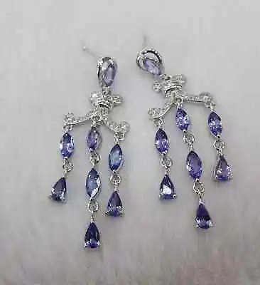 Purple Tanzanite Chandelier Earrings Natural Purple Tanzanite Dangle Earrings • £259.37