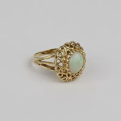 Cute Vintage 14k Yellow Gold Opal Womens Pinky Ring Size 3 • $199