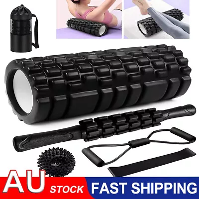 Yoga Roller Set Foam Roller Massage Ball Muscle Relief Resistance Band Pilates • $23.89