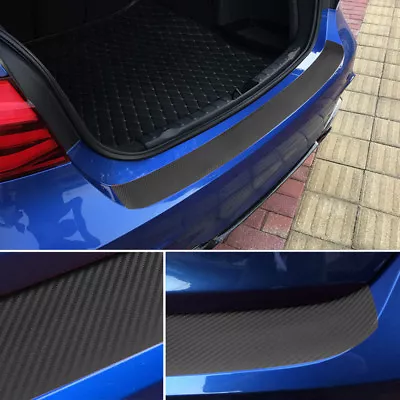 4D Premium Black Accessory Carbon Fiber Car Rear Guard Bumper Sticker Protector • $6.64