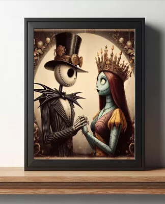 Nightmare Before Christmas Jack And Sally Vintage Steampunk Painting Art Print • $7.99