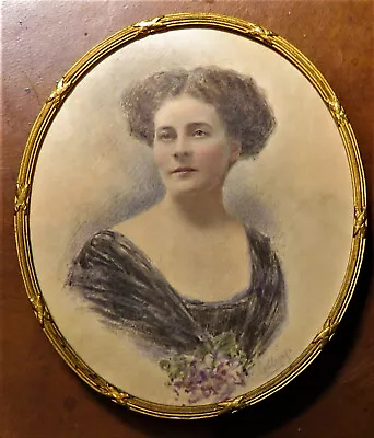 Miniature Portrait Edwardian Young Lady C. 1916 Travel Case • £245