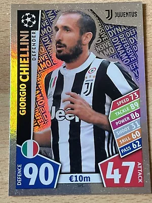 Match Attax Uefa Champions League 2017 2018 Giorgio Chiellini Juventus Dynamo • £1.50