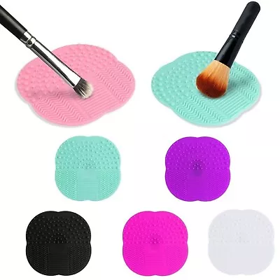 Make Up Brush Cleaning Washing Mat Cosmetic Scrubber Cleaner Pad Board Hand Tool • £2.59