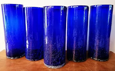 New!  Hand Blown Mexican Bubble Glass Vases 5 Blue & 1 Red • $20