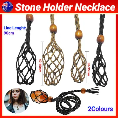 $5.88 • Buy Empty Stone Holder Necklace Crystal Quartz Gemstone Cage Rope Cord Pendant DIY 