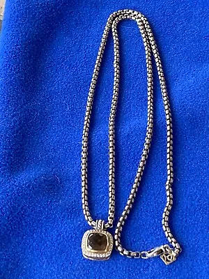 David Yurman Sterling Silver - Citrine - 18k Pendant Box Chain Necklace 32  Long • $485