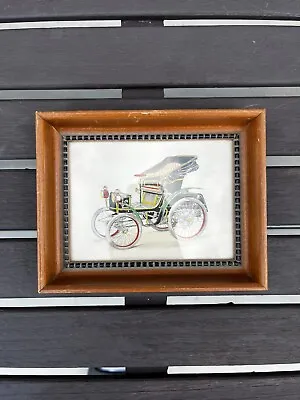 VINTAGE Antique C&A RICHARDS FRAMED SILHOUETTE #8194 Old Automobile Hand Colored • $25