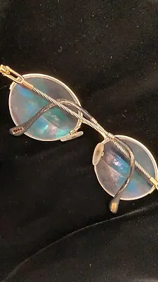 1980s Fred Feroe Eyeglass Frames Gold Platinum Oval Half Rim FF Lunette 51 21 • $235