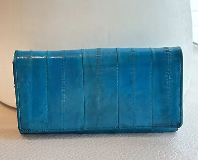 Vintage Lee Sands Eel Skin Turquoise Blue Wallet Check Book Great Condition • $15