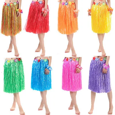Hawaiian Grass Skirt Hula Skirts Lei Costume Luau Dance Beach Dress Up 60cm S^go • $4.22