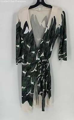 Diane Von Furstenberg Womens Multicolor Abstract Silk 3/4 Sleeve Wrap Dress 6 • $34.99
