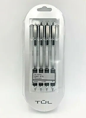 $7.99 • Buy TUL Gel Pens, Medium Point, 0.7 Mm, Silver Barrel, Black Ink, Pack Of 4 Pens