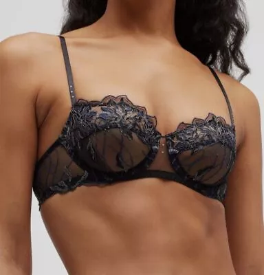 $187 Lise Charmel Women's Black Les Nuits Chic Embroidered Demi Bra Size 34E • $59.98