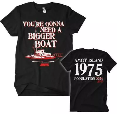 JAWS BIGGER BOAT - Black T-Shirt - Sizes S - 5XL -   Classic Shark Movie Jaws • £21.95