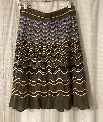 Missoni Classic Pattern Short Skirt  Chevron Olive Gold Navy 46 Not Target • $64