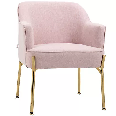 HOMCOM Fabric Armchair Accent Chair W/ Metal Legs For Living Room Bedroom Pink • £89.99