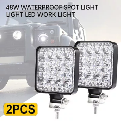 2x 48W Square LED Work Light Pods SPOT Lights For Truck Off-Road Tractor 12V 24V • $18.29