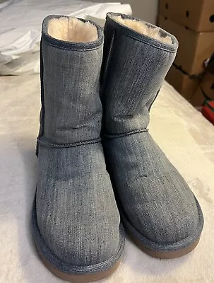 Women’s Genuine Ugg Australia Light Wash Denim Fabric Boots Size 11 Super Clean • $42.99