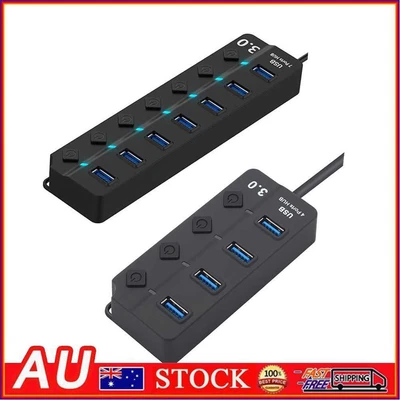 $15.19 • Buy Powered USB 3.0 Hub Splitter With Individual On/Off Switches For Laptop Desktop