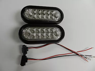 (2) CLEAR /RED 6  Oval LED 12 Diode Stop Turn Tail Light Truck Trailer Optronics • $34.99