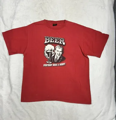 Vintage  Beer Everybody Needs A Hobby  Gag Graphic Single Stitch T-Shirt Size XL • $23.99