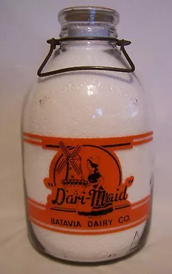 BATAVIA DAIRY 2 Color Round Pyro Gallon Milk Bottle BATAVIA ILL IL ILLINOIS • $135