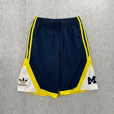 Michigan Wolverines Shorts Adult Medium Blue Yellow Adidas NCAA Basketball Men M • $29.96