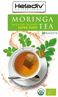 Moringa Tea Bags Herbal Tisane By Heladiv Caffeine Free 20 Sachets • $4.99