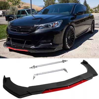 Carbon Style Front Bumper Lip Spoiler Kits + Strut Rods For Honda Accord Coupe • $99.08