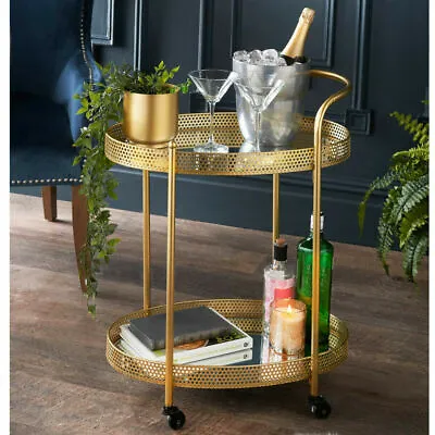 £44 • Buy Deco Glamour Drinks Trolley - Gold With 2 Mirrored Shelves - Art Deco Theme