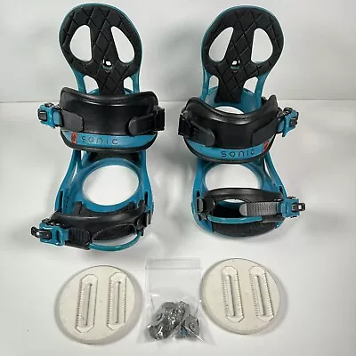 K2 Sonic Snowboard Binding Size M 5-8 Teal W/ Discs & Bolts Nice • $59.99