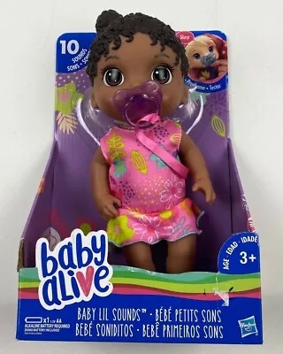 Baby Alive African American Baby Lil Sounds Doll Pink Pacifier 10 Sounds  • $25.99