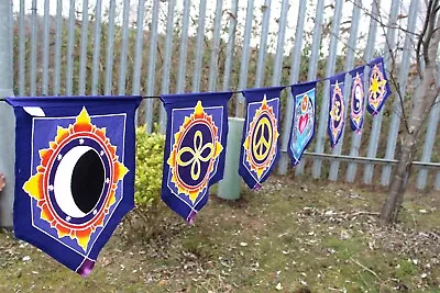 Chakra Meditation Yoga Wall Hanging Flag Banner Rainbow Bunting Symbols Reiki • £26.25