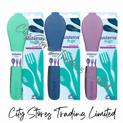 £5.93 • Buy Sistema Reusable Cutlery To Go Set Knives Fork Spoon Case Travel Lunchbox -9189
