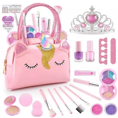 Kids Makeup Kit For Girls Washable 27 Pcs Little Girls Cosmetic Set Real Make U • $11.60