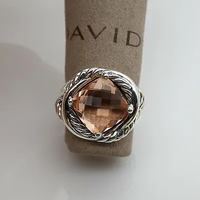 David Yurman Sterling Silver 925 Infinity Ring With Morganite 11mm Size 6  • $195