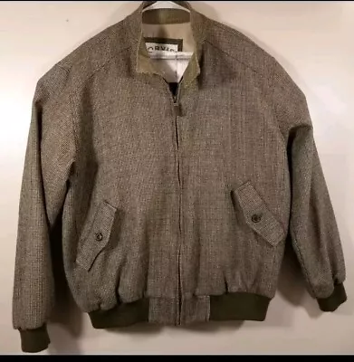 Orvis Tweed 100% Wool Bomber Type Jacket Men's Large Sporting Corduroy Collar • $59.75