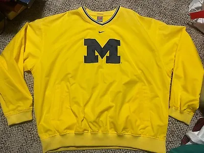 Nike Michigan Wolverines Windbreaker Pullover Mens XXL 2XL Yellow Jacket Center • $39.99