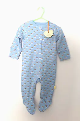 BNWT Blue LITTLE BIRD Baby Romper Sleepsuit 3-6 Mons Rainbow Gift Mothercare NEW • £9
