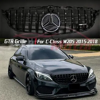 Black GTR Style Grille W/LED Star For Benz C-Class W205 2015-2018 C180 C250 C300 • $139