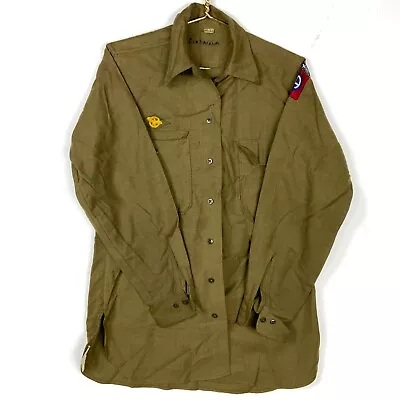 Vintage Us Military Wool Shirt Size 14 1/2 X 33 1945 Ww2 • $49.99