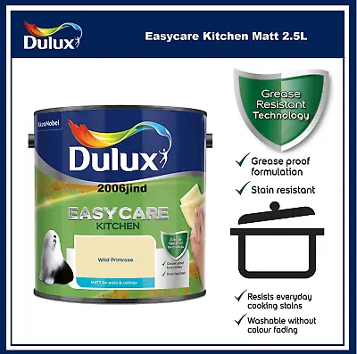 £20.77 • Buy Dulux Easycare Kitchen Matt 2.5L - Wild Primrose 