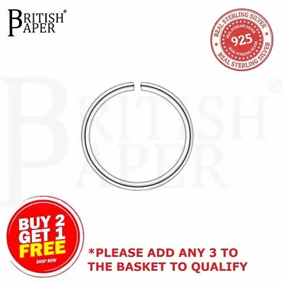 925 Sterling Silver Nose Rings Hoops Small Thin Piercings Ear Lip Body Jewellery • £2.39