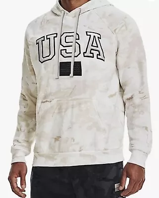 Under Armour Project Rock Veteran's Day USA Men's Camo Pullover Hoodie Size XL • $44.97