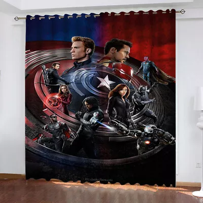 Boys Bedroom Curtains Ring Marvel Super Heroes Blackout Door Decor UV Protect • £24.44