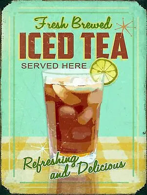 Iced Tea Served Here Metal Sign Retro Kitchen Garage Office Poster Café  X • £2.99